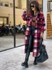 Femmes laine mélanges mode longue Plaid manteau automne chemise laine Streetwear femmes vêtements lâche femme veste décontractée 221117