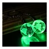 Party Favor Flashing Keychain Party Favor Led Glowing Mini Glass Earth Ball Pendant Keyring Creative Lighted Up Holiday Sports Club Dhhup