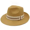 Berets Men Women Straw Panama Hats Summer Sunhat Classical Wide Brim Cap Sombrero Beach Fedora Trilby Outdoor Travel US Size 7 1/4 UK L