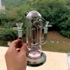 Çift ağızlık cam bong nargile, kalın taban su geri dönüştürücü yağı dab teçhizat içi serigator sigara içme boruları