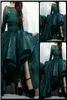 Saudi Arabia Green Evening Dress Sheer Long Sleeve Myriam Fares Celebrity Gown Prom Party Dress Puffy High Low Formal Gown5990555