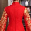 Etniska kläder Shanghai berättelse långärmad qipao kinesisk bröllop Phoenix broderi cheongsam traditionell klänning för kvinnor