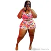 Retail Plus Size 5XL Tracksuits For Women 2023 Summer New Pink Color Vest Sleeveless Printed Shorts Two Piece Set Women Clothing