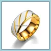 Полосы кольца из нержавеющей стали Cross Grain Ring Ring Blue Gold Пара группы кольца Женские мужские модные украшения подарки подарки Drow Dhnrj