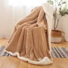Manta de invierno gruesa y cálida de Cachemira suave para sofá, cama de doble cara, colcha de lana de Color sólido 221116