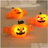 Party Favor Glow Bracelets Halloween Wristband Party Favors Led Light Up Pumpkin Bangle Treats Candy Goodie Bag Stuffers Drop Delive Dhvfb