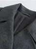 Women's Wool Blends Nlzgmsj ZBZA Women Winter Gray Thick Woolen Coats With Button Loose Long Sleeves Pocket Ladies Elegant OverCoat 10 221117