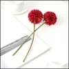 Flores decorativas grinaldas de simta￧￣o flor de le￣o de le￣o pequena bola cris￢ntemo sala de estar artificial decora￧￣o em vaso de seda falsa f dh03j