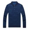 Męski Polos 2022 Marka marki Marka odrzuć kołnierz Man Polo Shirt Men Casual Plaid Spandex Długie rękawy Tops Fall Clothing