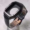 Smart Straps AP Modifierad Rostfritt stål Skyddsfodral Passar Läder Mod Kits Krokodiltryck Klockarmband för Apple Watch 44mm 45mm Armband iWatch 8 7 6 5 4