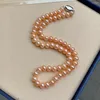 Kettingen prachtige 9-10 mm Zuidzee Ronde wit goud roze parel hanger 925s ketting voor vrouwen