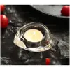 Decora￧￣o de partido Candle Favors Crystal Glass Diamond Shape Heart Tealight Holder