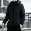 Erkek Ceketler Siyah All Maç Kış Ceket Erkek Moda Rahat Rüzgar Dirençli Giyim Açık Peluş Peluş Sıcak Katlar Trendi fermuar kapüşonlu