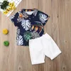 Kleidung Sets Mode Sommer Kleinkind Nette Baby Kinder Junge Britische Blatt Gedruckt Tops T-shirt Kurze Hosen Outfit Set Kleidung
