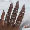 Cluster Rings Diamond Heart Crown Ring Sier Knuckle Set Women Combination Stacking Midi Rings Fashion Jewelry Gift Drop Delivery Dhim0