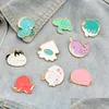 Broches broches en émail dessin animé animal marin broche broche mignon tortue mer baleine baleine épingle toop shirt sac co femmes enfants fashi dh9kc