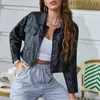 Damen Leder Faux Frühling Herbst Frauen Jacke Kurze y2k Kleidung Biker Mantel Weibliche PU Motorrad Jacken Streetwear Oberbekleidung 221117