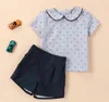 Kl￤der s￤tter baby pojke barn boutique bomull kort ￤rmskjorta shorts kostymer spansk f￶delsedagsfest f￶r p￥sk eid l1608