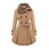 Femmes Mélanges De Laine Femmes Manteau Robe Veste Mince Coupe-Vent Sexy Long En Trench Ceinture Pois À Double Boutonnage Dames Vêtements D'hiver 221117