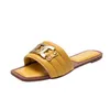 Slippers Outside Slippers Non-slip Flip Flops Woman Sandals Fashion Metal Decoration Flat Slides Soft Sole Cozy Casual Beach Shoes L2201111