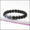 Charm Bracelets Design Fashion Jewelry Wholesale 10Pcs/Lot Mens Beaded Bracelet Black Lava Stone Stretch Yoga Bracelets Drop Delivery Dh7Pq