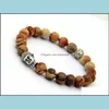 Beaded Jewelry Natural Picture Jasper Loose Semi Precious Stone Beads Mens Antique Sier Buddha Bracelets Strech Drop Delivery Dhdqf