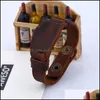 Pulseira Relógio Shape Leather Bangle Button Button Ajuste Pulseira Pulseira para homens Mulheres Jóias de jóias Drop Bracelets Dhayj