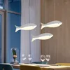 Lâmpadas pendentes de luzes LED modernas para jantar da sala de cozinha AC85-265V Home Indoor Fish Deco pendurou luminária de lâmpada