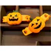 Bomboniera Braccialetti luminosi Braccialetti di Halloween Bomboniere Led Light Up Pumpkin Bangle Dolcetti Candy Goodie Bag Stuffers Drop Delive Dhvfb