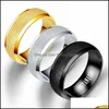 Band Rings Stainless Steel Frosted Ring Band Blank Gold Dl Polish Rings Engagement Wedding Fashion Jewelry For Women Men Drop Deliver Dhwik