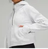 Lu-088 женские куртки с капюшоном Plus Velvet Осенне-зимняя толстовка с капюшоном для йоги Scuba Утолщение спортивный полумолния махровый дизайнерский свитер