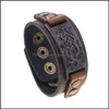 Bangle Retro Floral Branch Bar Id Leather Bangle Button Button Bracciale regolabile Wristand per uomo Donna Fashion Jewelry Drop Deliver Dhpws