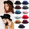 Berets Winter Autumn Vintage Flat Top Woolen Stage Performance Dress Dance Party Jazz Cap Cowboy Hat Fedora Panama