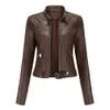 Femmes Cuir Faux Mode Veste Femmes Moto Biker Moto Femme Manteau Violet Noir Café Rouge Automne Printemps Veste Cuir Femme 221117