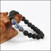 Charm Bracelets Design Fashion Jewelry Wholesale 10Pcs/Lot Mens Beaded Bracelet Black Lava Stone Stretch Yoga Bracelets Drop Delivery Dh7Pq