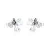 Brincos de garanhão deslumbrante Clover 925 Sterling-Silver-Jewelry com CLEM CZ