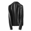 Veste de moto en cuir véritable pour femme, manteau court et décontracté en peau de mouton véritable, noir, manches longues, fermeture éclair, doux, haut Slim, 2022, KW428