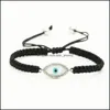 Charm Bracelets Design Micro Inlay Zircon Turkish Shell Eye Cz Charm Mens Rame Braided Bracelet Party Gift Drop Delivery Jewelry Brac Dh130