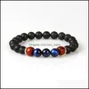 Disegni di perline Gioielli da uomo all'ingrosso 10 Pz / lotto 8 Mm A Grado Occhio di tigre Pietra Perline Amanti Bracciale Drop Delivery Bracciali Dhk3M