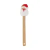 Noël Silicone Spatule Manche En Bois Cuisson Grattoir Gâteau Outils Dessin Animé Père Noël Bonhomme De Neige Crème Beurre Spatules Ustensiles De Cuisine