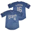 Koszulki baseballowe Retro 16 Bo Jackson 5 George Brett Vintage Baseball Jerseys 1987 1989 Odwróć pullover niebieski biały sztakowany koszulka