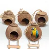 Bird Cages Small Wooden Round Cage Parrot Travel Coconut Outdoor Net Hanging Pajaros Accesorios Feeding Supplies DL6NL