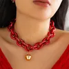 Übertriebene Kunststoff-Halskette mit großer klobiger Kette für Damen, Gothic, bunt, Kugel-Anhänger, Schmuck