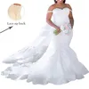 2023 Африканское цветочное кружевное русалка Свадебное платье плюс размеры аппликации спагетти бретельки рукавочные свадебные платья