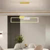 Lustres Simple Long Lustre LED Île Lampe Décorative Moderne Bureau Éclairage 110v 220v Ampoule Dimmable
