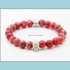 Charm Bracelets Wholesale 8Mm Red Sea Sent Imperial Stone Beads Real Gold Plated Platinum Skl Bracelet Exquisite Party Gifts Drop De Dhmai