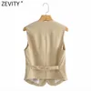 Kamizelki damskie Zevity Fashion Modna JEDNO JAKIE BIEŻEŃ SŁOMOWANA KAŻDEK KUSZPA Ladies Business Casual Caistcoat Chic Tops CT707 221117