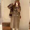 Women's Wool Blends College style Japanese lovely woolen coat medium length ox horn buckle student JK camel winter autumn 221117