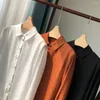 Women's Blouses Limited Sale - Elfbop Silk Caramel/White/Black Dots Long Sleeve Blouse Shirt