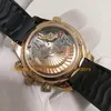Мужские хронограф часов мужское розовое золото 44 мм черные резиновые ленты Cal.9901 Движение Автоматические хроновые механические спортивные часы.